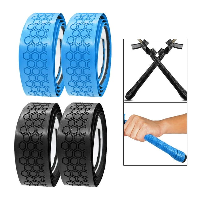 4x Grip Wraps, Golf Wrap Tape, Regripping for Grips, PU Quick Change Anti-Slip Negro y azul Cola Empuñadura de palo de golf