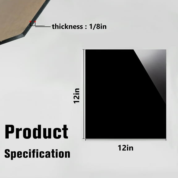 12 in. x 12 in. x 1/8 in. Black Acrylic Cut Plexiglass Durable,Water Resistant,Weatherproof, Multi-Purpose Sheet(4-Pack)
