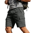 thumbnail image 6 of Cargo Shorts for Men Elastic Waist Straight Leg Loose Fit Casual Knee Length Hiking Work Shorts with Pockets, 6 of 7