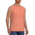 thumbnail image 2 of Bixox Men's Orange Gingham Printed Shirt Sleeveless Fitness Tank Top-Small, 2 of 7