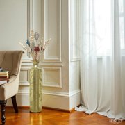 Hosley Decorative Floor Vase, Metal, Gold, 21.75-inch Tall Cylinder Vase for Pampas Grass, Artificial Flowers, Living Room and Entryway Decor