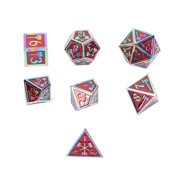 Juego De Dados De Metal, Dados De Poliedros Resistentes Al Desgaste De Número Claro, 7 Piezas, Bordes Brillantes, Duraderos, Multifuncionales Para Entretenimiento Diario Para ANGGREK Tipo 1
