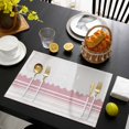 thumbnail image 3 of Pink Purple Striped Placemats Set of 8, Abstract Modern Geometric Stripes Placemats for Dining Table, Place Mats for Kitchen Tabletop, Waterproof Wipeable Dining Table Mats Set, 3 of 9