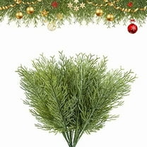 25Pcs 14inch Artificial Pine Branches - Faux Evergreen Leaves Christmas Greenery Picks for Decoration, Centerpieces, Vase, Table Decor - Real Touch Cedar Stem