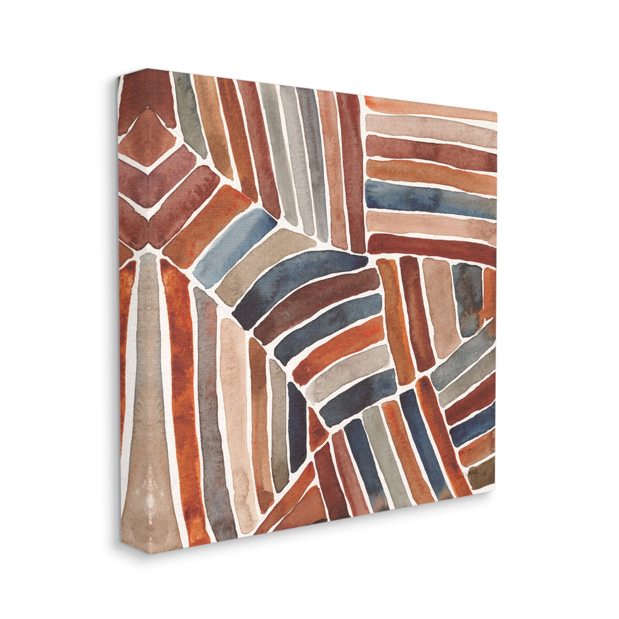 Stupell Industries Abstract Terracotta Stripes Abstract Painting Gallery Wrapped Canvas Print Wall Art, 30 x 30