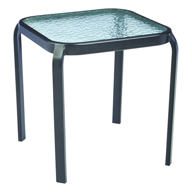 Living Accents Metropolitan Square Black Glass End Table