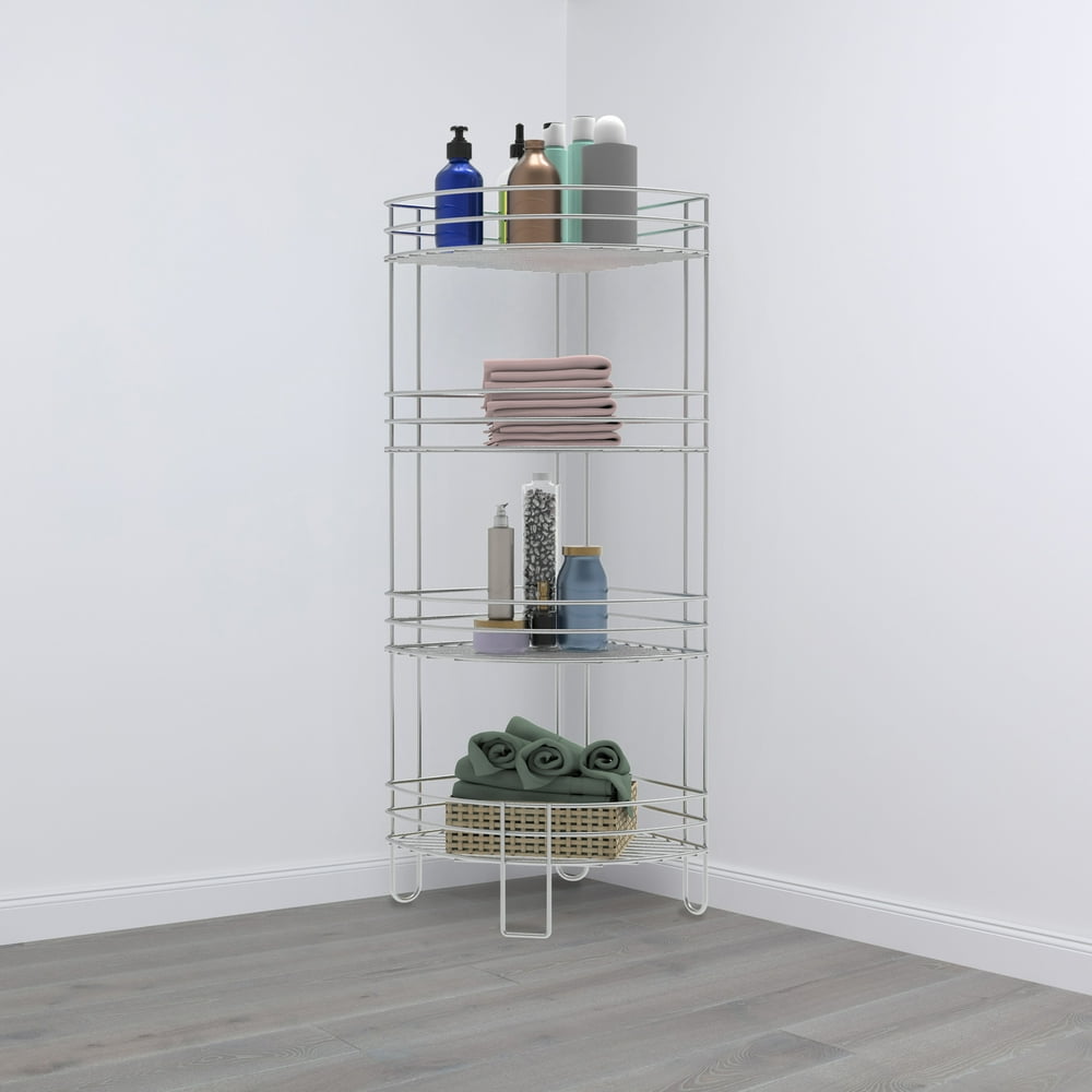 4 Tier Wire Standing Corner Storage Shelf by Lavish Home (Silver