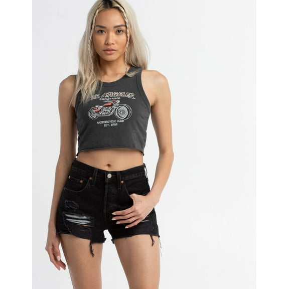 Levi's Women's 501 Original Shorts, Black-Destructed, 26