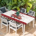 thumbnail image 2 of Valentine's Day Table Cloths for 3 Foot Rectangle Tables, Red Love Heart Romantic Roses Floral Patio Waterproof Elastic Fitted Tablecloths, Washable Rectangular Table Cover for Camping, 2 of 8