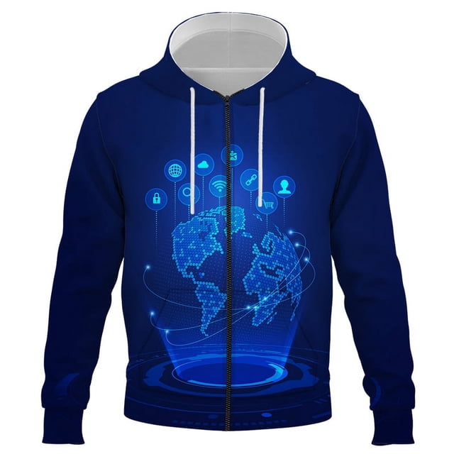 Sudadera con estampado 3D de tecnología digital para hombre, mujer y niño, sudadera informal con cremallera, ropa de calle, camisetas para niño y niña