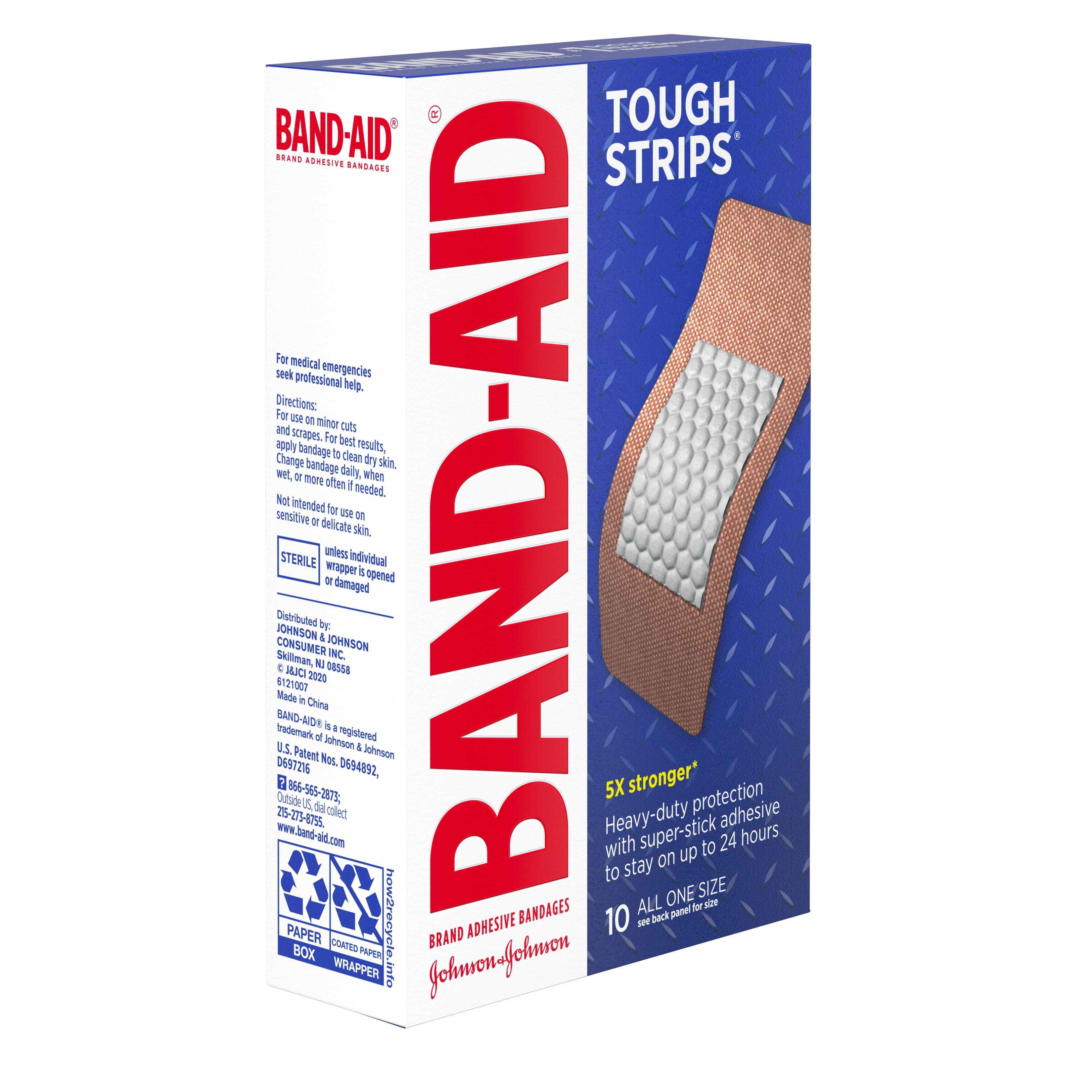 Band-Aid Brand Tough Strips Adhesive Bandage, Extra Large Size, 10 ct (Pack of 4)