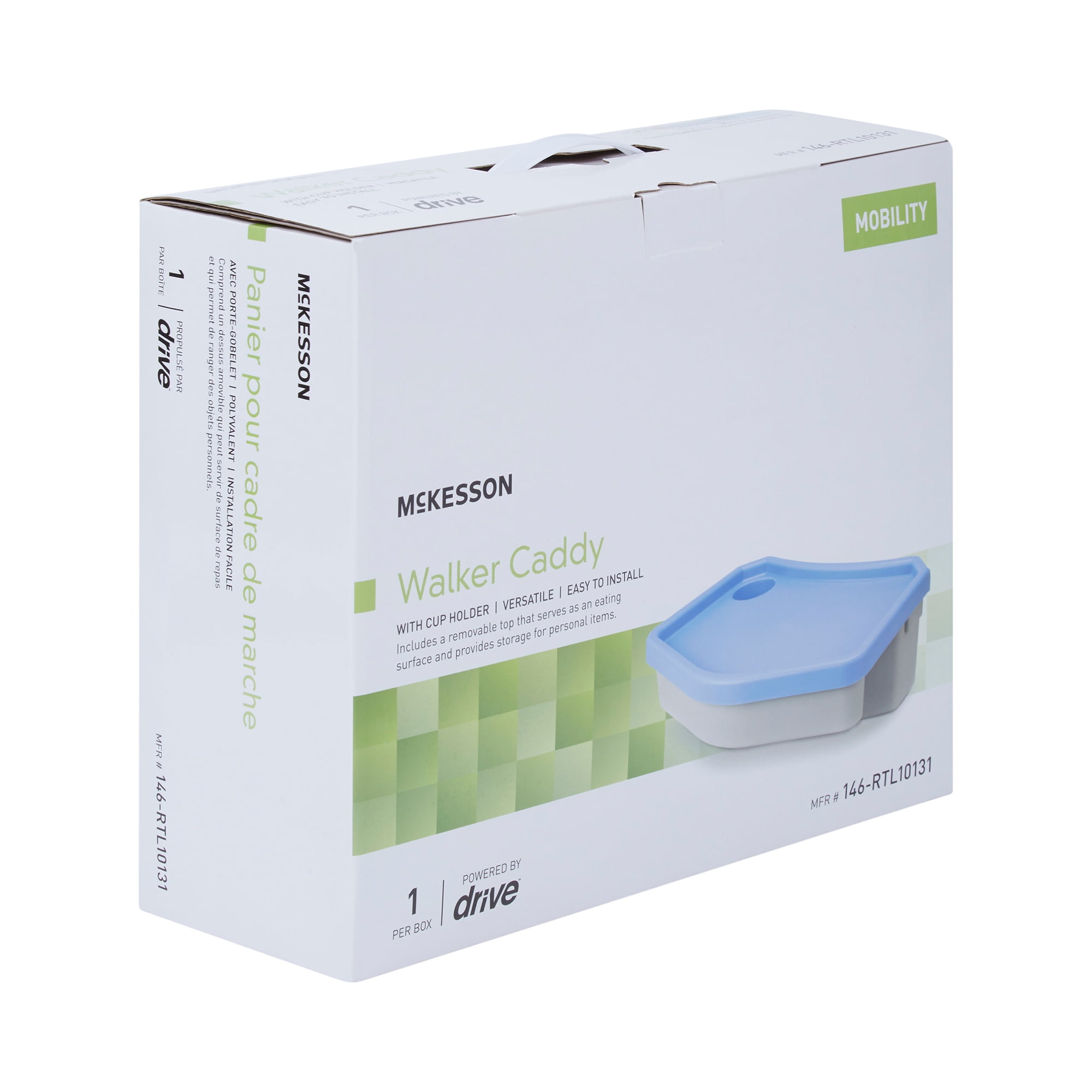 McKesson Walker Caddy for Storage, Plastic - with Removable Top, Cup Holder, 1 Count