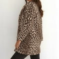 thumbnail image 4 of Homenesgenics Jackets for Women Plus Size in Women's Leopard Faux-Fur Imitation Lapel Long Sleeve Coat Outwear Coat Jacket Brown M, 4 of 9