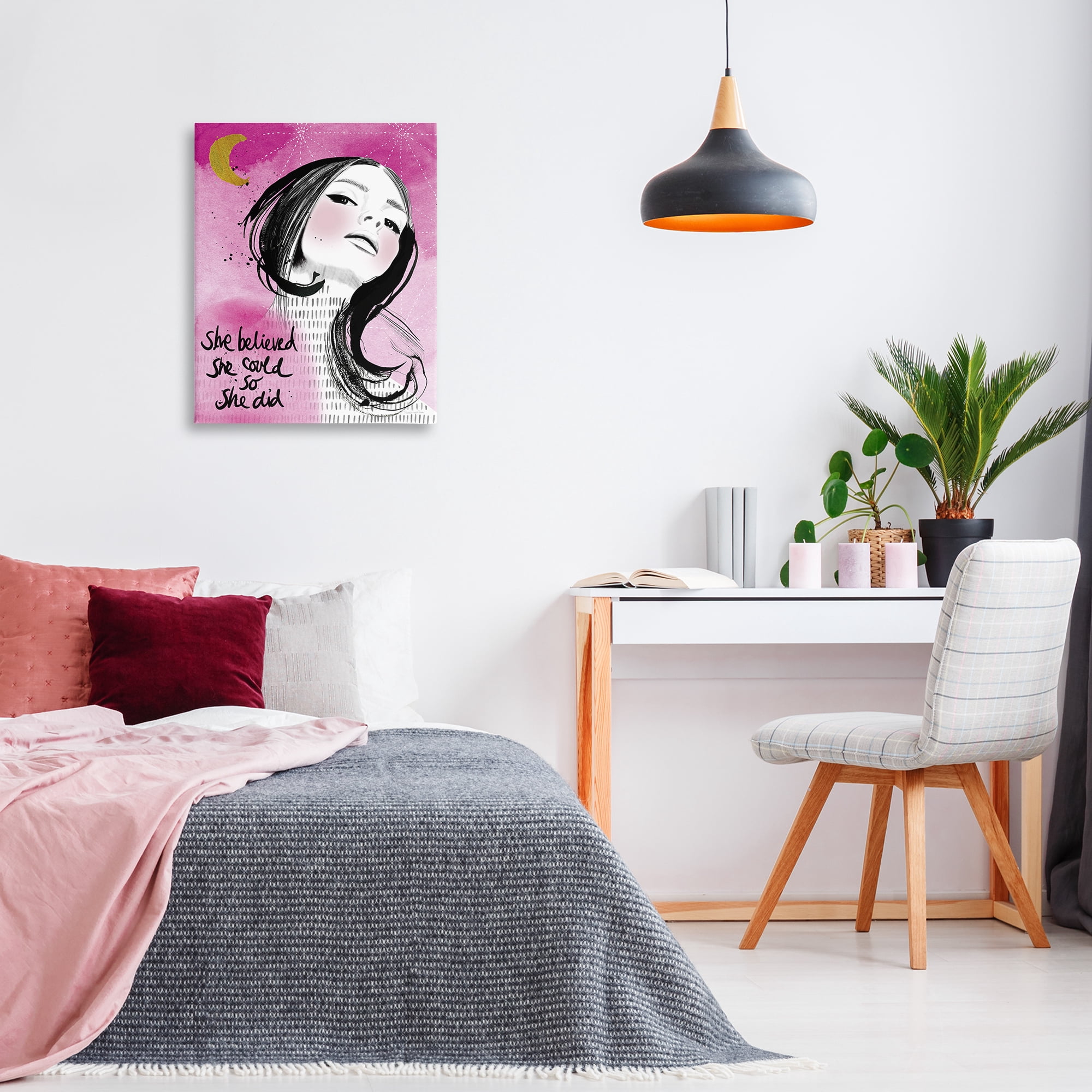 Stupell Industries Inspirational So She Did Novelty Painting Gallery Wrapped Canvas Art Print Wall Art, 24 x 30