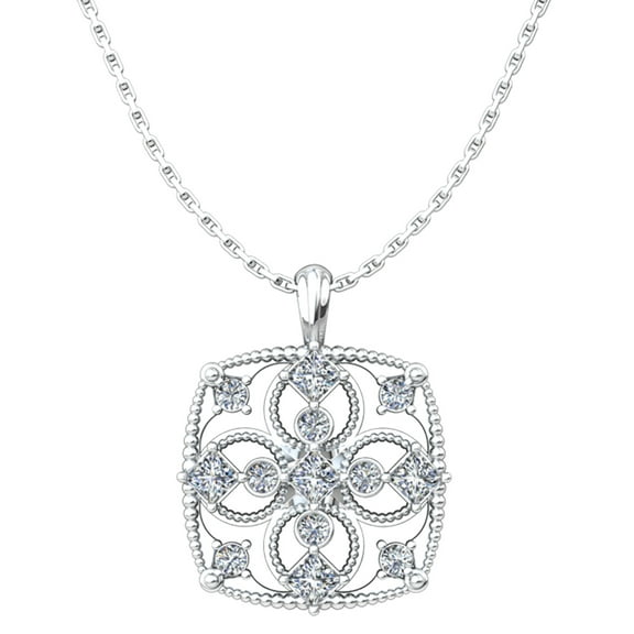 April Cubic Zirconia Antique Birthstone Cross Pendant - with 18" Sterling Silver Chain