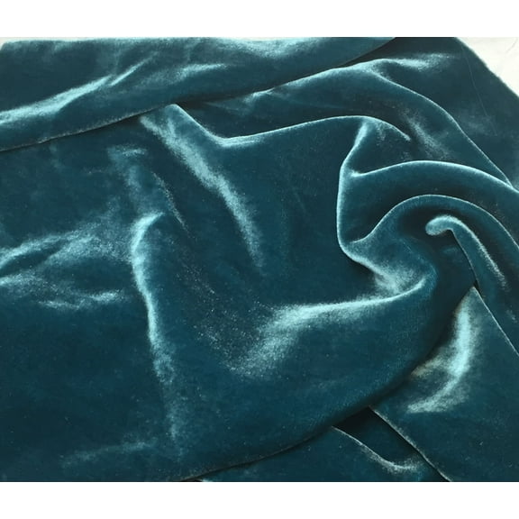 DECORATIVE SILK INC. SILK RAYON VELVET SOLID FABRIC 45” WIDE By The Yard ( NEW TEAL )