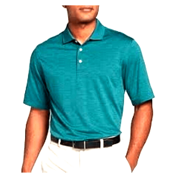 Cubavera Men's Short Sleeve Heather Twill Polo, Biscay Bay, Small