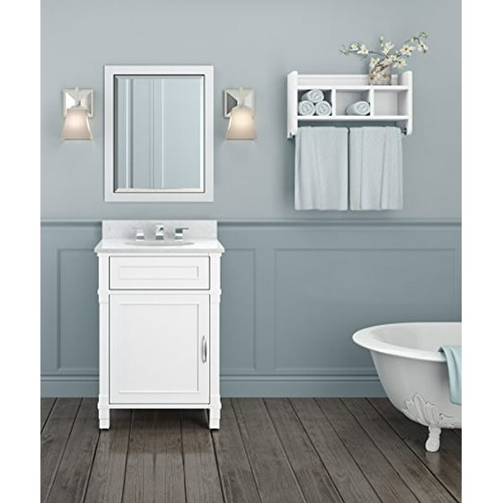 25 Tahiti Bath Vanity With Marble Sink Top Storage Shelf And Mirror Set White W Galala Beige