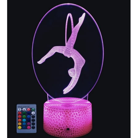 YSITIANNA Creative 3D Gymnastics Night Light USB Power Remote Control LED Decor Table Desk Optical Illusion Lamps 7/16 Colors Changing Lights Brithday Room Decoration STNL#2536