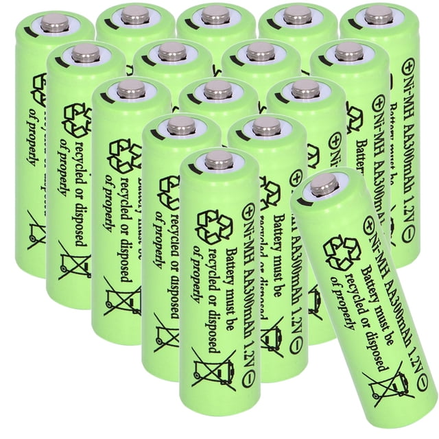 Batería recargable Yibatopow AA 300 mAh 1,2 V (paquete de 16)