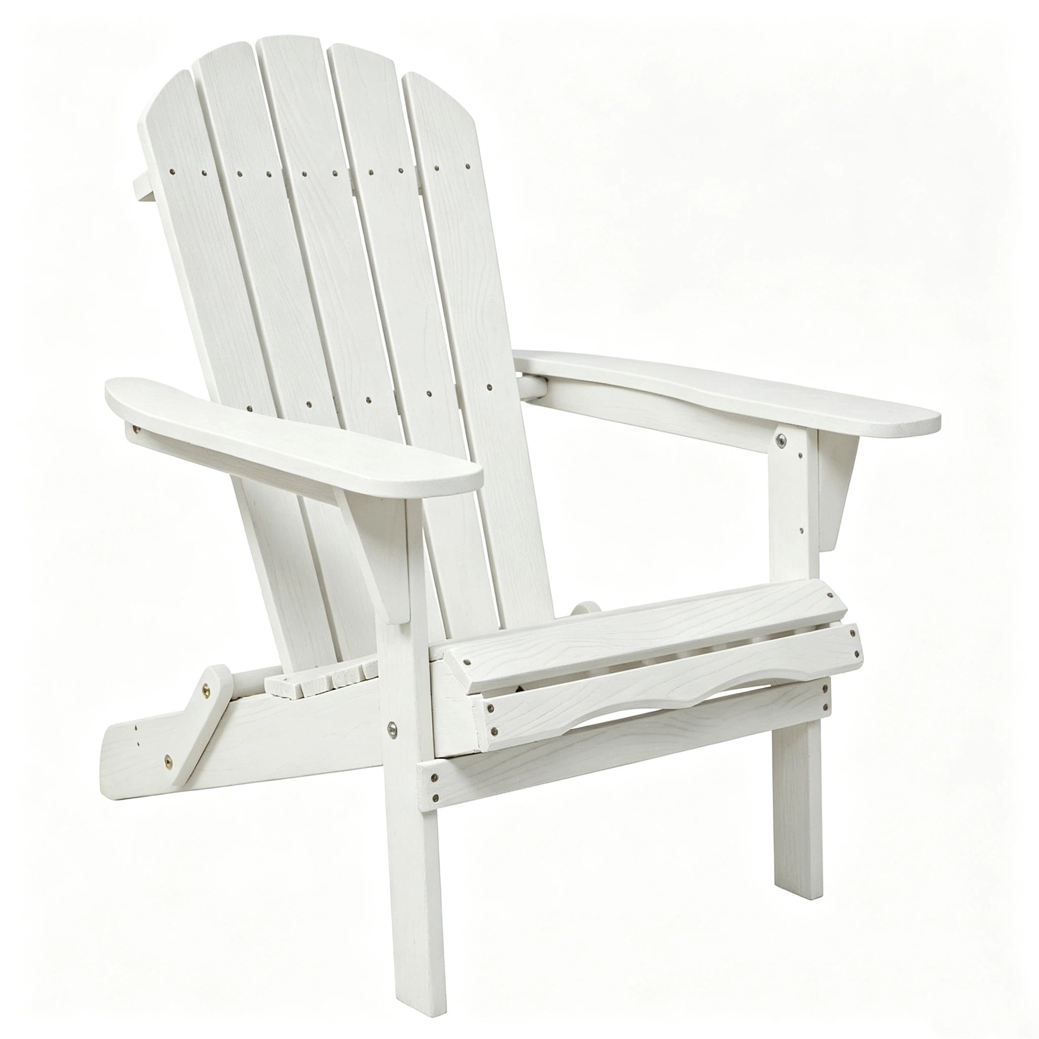 AISWORD Outdoor Folding Embossed Adirondack Chair Set of 2, Pre-Assembled BackRest Wood Lounge Chair, White