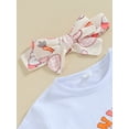 thumbnail image 5 of Toddler Baby Girl Easter Outfit 6M 12M 18M 2T 3T 4T 5T Bunny Short Sleeve T-Shirts Egg Carrot Flare Pants Headband 3Pcs Summer Clothes Set, 5 of 8