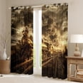 thumbnail image 2 of Manfei Retro Train Black Out Curtains,Rustic Western Curtains Pack of 2 (42x63 Each),Biege Brown Bedroom Curtains For Kids Teens,Super Cozy Room Decor, 2 of 6