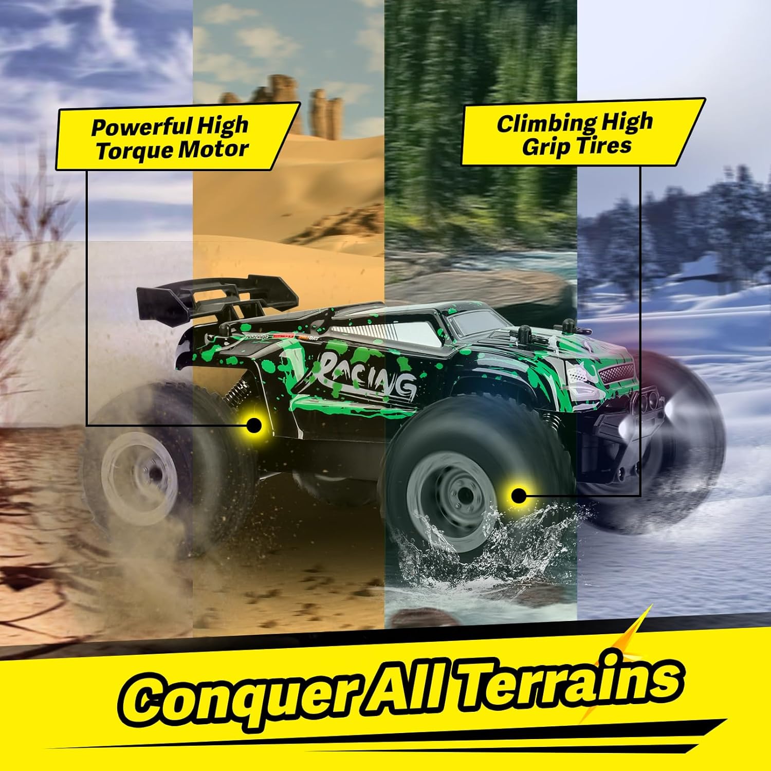 Drefirsa 1:18 Remote Control Monster Truck for Boys Age 6-12, 20Mph All Terrian Remote Control Car, Birthday Gift Toy for Kids
