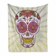 thumbnail image 1 of Sugar Skull Soft Flannel Fleece Throw Blanket, Folk Artwork of a Mexican Macabre with Floral Motifs Grunge Retro Style, Cozy Plush for Indoor and Outdoor Use, 50" x 60", Multicolor, by Ambesonne, 1 of 6