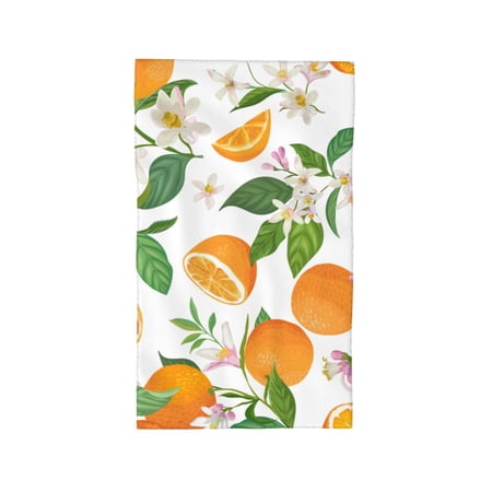 ZNDUO Microfiber Bath Towel, Watercolor Orange Flower Pattern Towels for Bathroom, 27.5x16 in