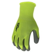 Hyper Tough Hi-Visibility Glove, Polyester Coating, Neon Green, Size Large, 3 Pairs