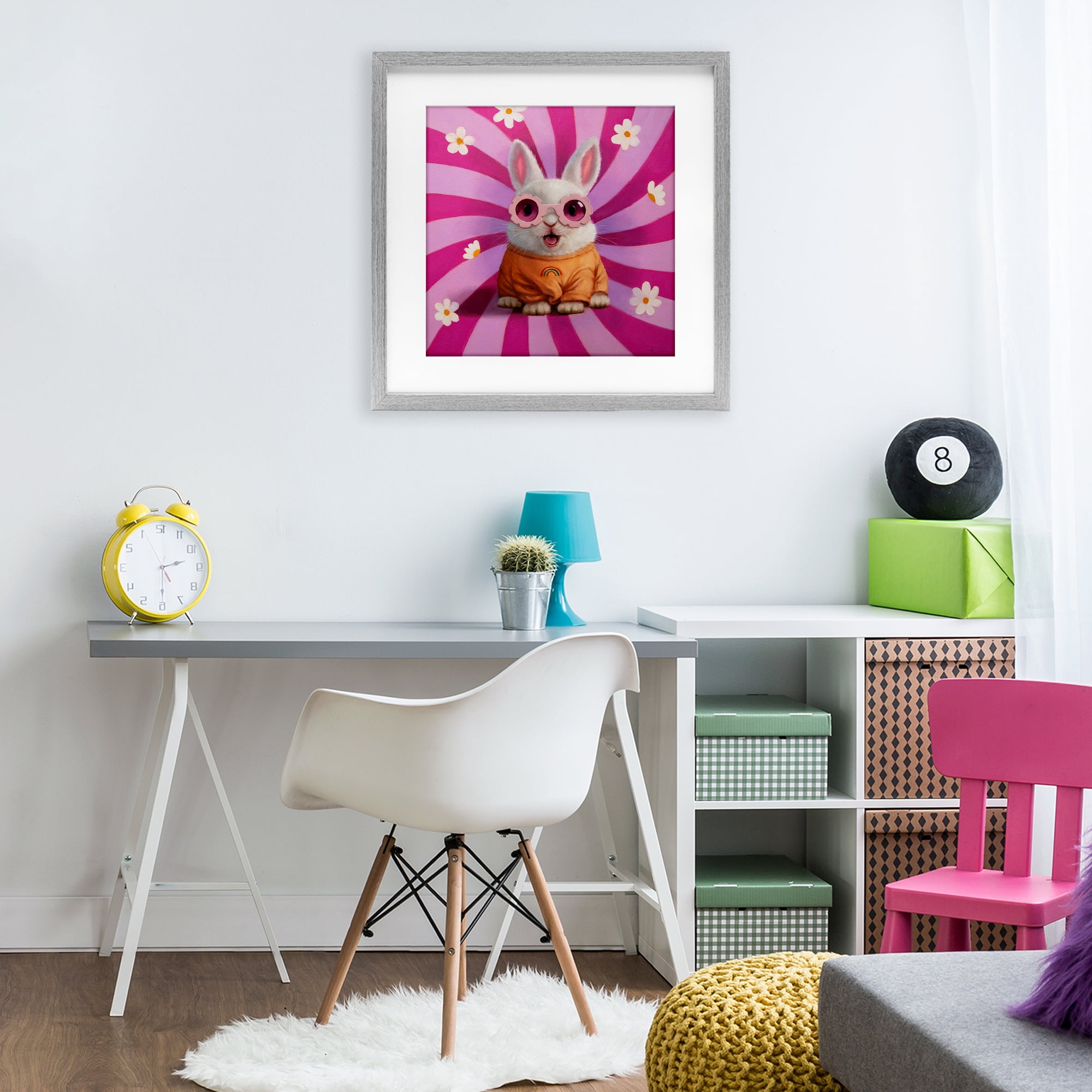 Stupell Industries Good Vibes Only Rabbit Gray Framed Print Under Glass, design by Lucia Heffernan