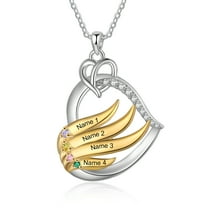 Mementos Personalized Rhodium Plated Brass Family Necklace for Women(Mom) with 4 Birthstones Names