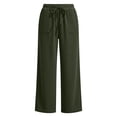 thumbnail image 4 of Sokhug Women Ribbed Knit Wide Leg Pants Drawstring Elastic Waist Casual Trousers With Patch Pockets Casual Solid Color Lounge Trousers, 4 of 7