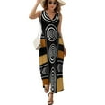 thumbnail image 2 of African Mud Cloth Artistry Art Womens Night Club Maxi Dress V Neck Sleeveless Bohemia Long Dresses, 2 of 9