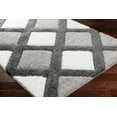 thumbnail image 3 of Hauteloom Amias Contemporary Geometric Diamond Shag Area Rug - Modern Trellis Fluffy High Pile Super Soft Rug for Living Room, Bedroom, Dining Room - Gray, Black and White - 18" Sample, 3 of 6