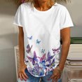 thumbnail image 1 of SMihono Hauts pour Femmes Été Chic Décontracté Mode Femme Décontracté Col Rond Blouse à Imprimé T-Shirt à Manches Courtes Hauts d'Été T-Shirt Grande Taille, 1 of 5