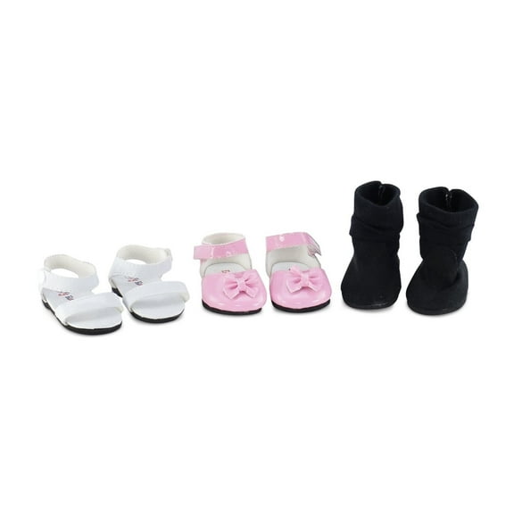 Emily Rose Doll Clothes 3 Pair Value 14-inch Fashion Doll Shoes Pack, Including Pink Dress Shoes
