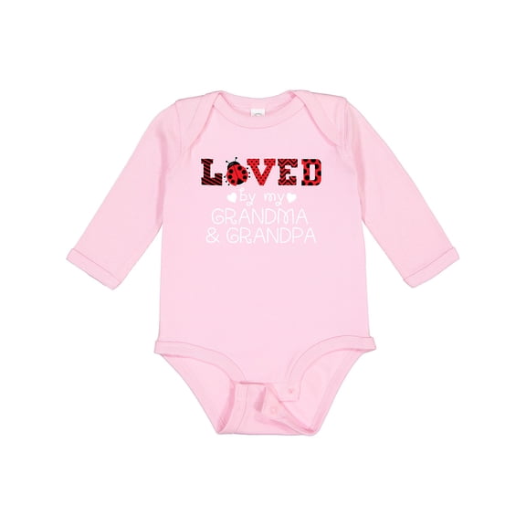 Inktastic Loved by My Grandma and Grandpa Cute Ladybug Boys or Girls Long Sleeve Baby Bodysuit