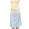 thumbnail image 2 of Women High Waist Lace Trim Waistband A-Line Midi Skirt M, 2 of 8