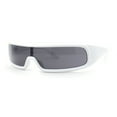 thumbnail image 2 of Monolens Narrow Shield Cyclops Wrap Robotic Plastic Sunglasses White - Black, 2 of 4