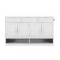 thumbnail image 4 of Hassch Sideboard Buffet with 3 Drawers and 4 Doors, 59" Accent Cabinet with Adjustable Shelf, Coffee Bar Cabinet with Side Hooks, Credenza for Kitchen, Dining Room, Living Room, White, 4 of 10