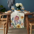 thumbnail image 2 of Colorful Flowers Table Runner - 60 Inch Long, Kitchen Dining Table Runner Dresser Scarves, Spring Botanical Wild Florals Herbs Farmhouse Decor for Coffee Tables Wedding Party Banquet, 2 of 8