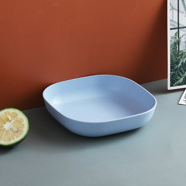 Xiao Hua Plato hondo de paja de trigo de 5,9 pulgadas, apto para microondas y lavavajillas, plato de plástico duradero, 2 piezas, azul