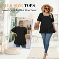 thumbnail image 5 of Bukemao Women's Square Neck Peplum Blouse - Plus Size Casual Flowing Summer Top with Short Sleeves, 5 of 6