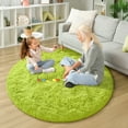 thumbnail image 6 of KIXINWA Green Round Rug for Girls Bedroom, Fluffy Circle Rug for Kids Room, 4x4 Feet Fuzzy Circular Rug, Soft Plush Area Rug for Bedroom, Non Slip Shaggy Living Room Rug, 6 of 6