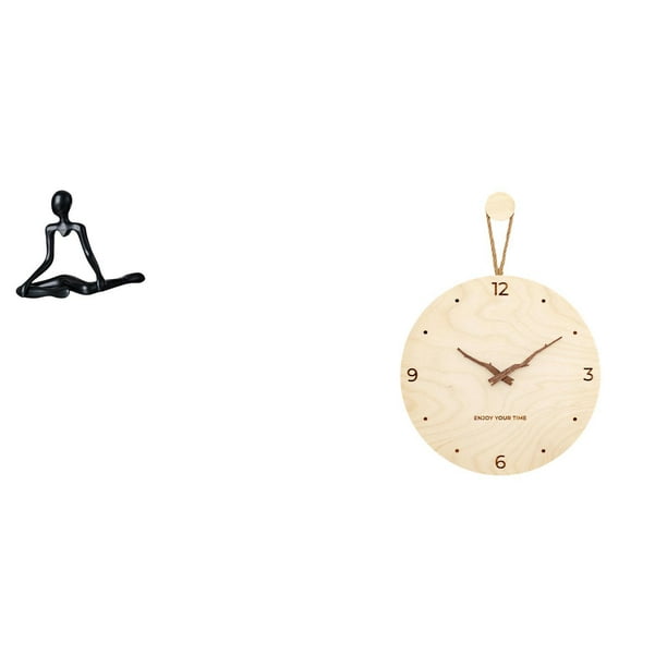 Figura de escritorio,Escultura abstracta de pensador para decoración de oficina y hogar.,Reloj de pared,Reloj de pared decorativo para sala de estar,silencioso,Reloj de pared de madera con
