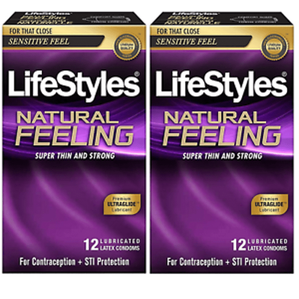 LifeStyles Natural Feeling for Sensitivity, Lubricated Latex Condoms