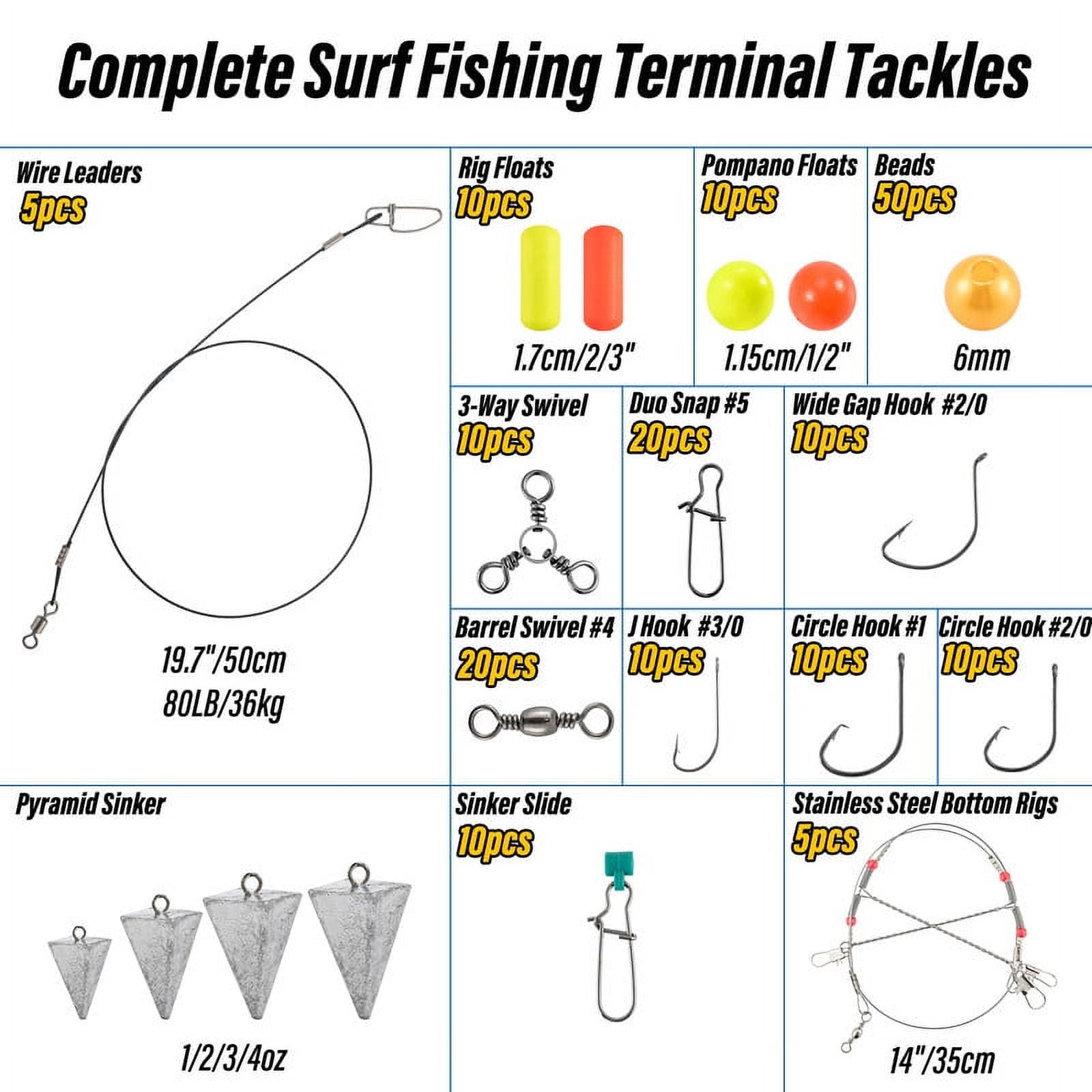 269pcs Complete Surf Fishing Tackle Kit Bucktail Jigs Lead Pyramid Sinkers Lure