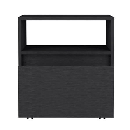 HomeRoots 21" Black One Drawer Faux Wood Nightstand